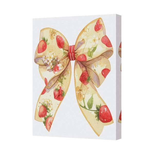Benjamin Tate Design Floral Strawberry Bow Canvas Wall Art Print For Home Decor
