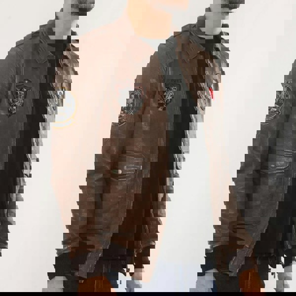 Leather Company Men's Leather Bomber Jacket Pilot Air Force Style