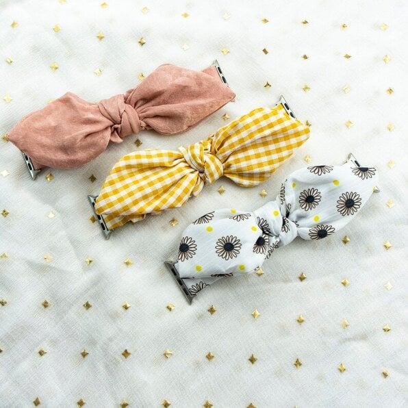The Colourful Aura Multicolour Iwatch Cotton Bow Strap Band For Apple Watch Series 7 6 5 4 3 2 1