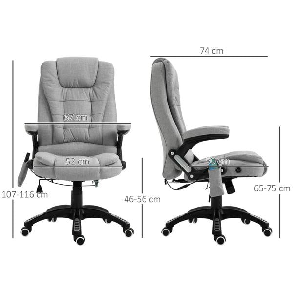 Light grey ergonomic office chair diagram showing back and seat dimensions