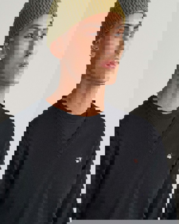 GANT Mens Classic Cotton V-Neck Jumper - 5 Black