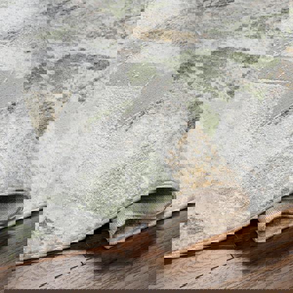 Livabliss San Francisco-Abstract Green Tan Taupe Modern Marble Rug