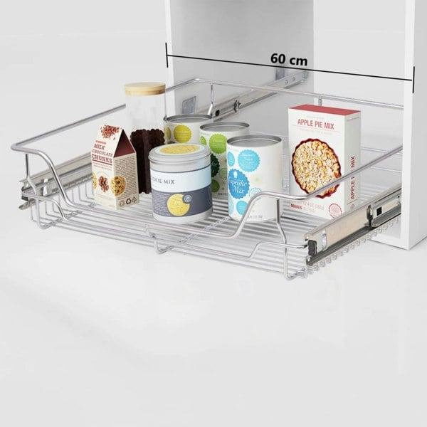 Berkfield Pull-Out Wire Baskets 2 pcs Silver 600 mm