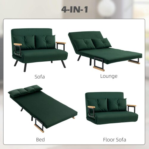Wyld Haus Dorama Riri Green 4 In One Convertible Double Sofa Bed With Cushions
