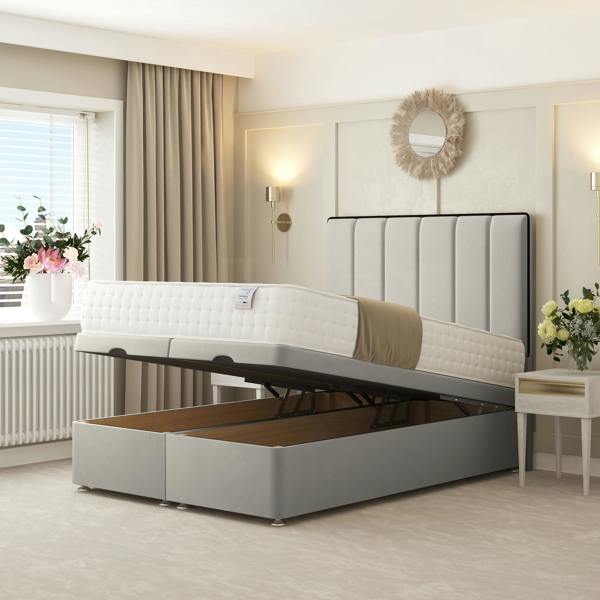 Bed Choices Herringbone Ottoman Divan Bed - Silver