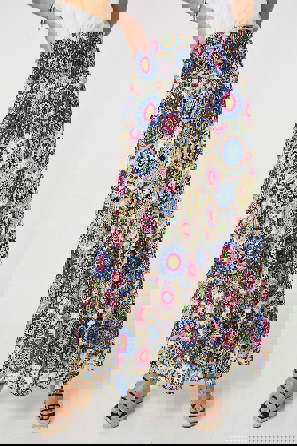 Blue | Abstract High Waist Relaxed Maxi Skirt
