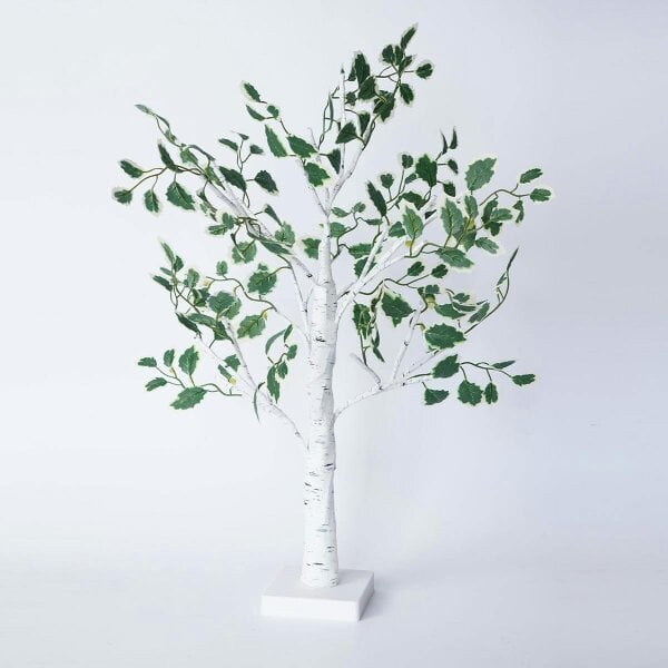 smartbies Birch Christmas Tree with Lights Table Top Tree With 24 Warm Lights