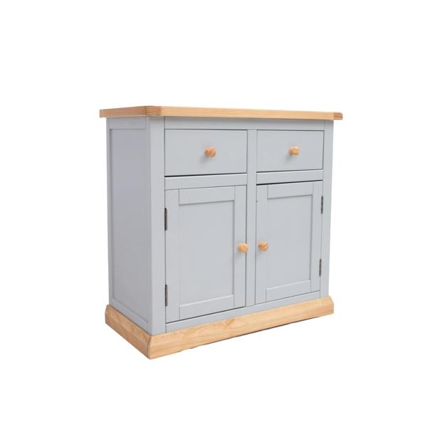 Cabinet Bits Bomporto Light Grey 2 Drawer 2 Door Sideboard Wood Knob