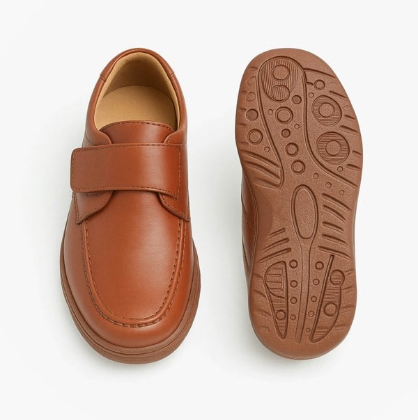 Scimitar KAIL Mens Faux Leather Touch Fasten Bar Loafers Tan