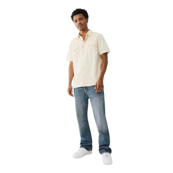 True Religion Mens Regular Short-Sleeved Shirt - Winter White - 