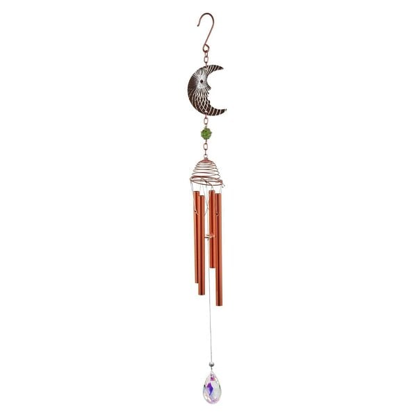 EDH Door Hardware Rose Gold Moon Wind Chime – 58cm x 8cm x 6cm | Celestial Hanging Chime for Garden, Patio & Home