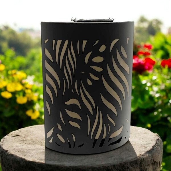 EDH Door Hardware Small Metal Curved Leaf Solar Wall Panel – 25.5 x 19 x 5.5 CM | Solar-Powered LED Outdoor Wall Art | Metal Garden Décor for Patio