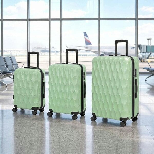 Bobobiy 3-Piece Suitcase Set, Hard Shell Carry On & Checked Luggage Set with TSA Lock, 20/24/28 Inch, Green