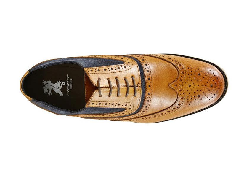 Front London Spencer Brogue Shoes - Tan & Navy