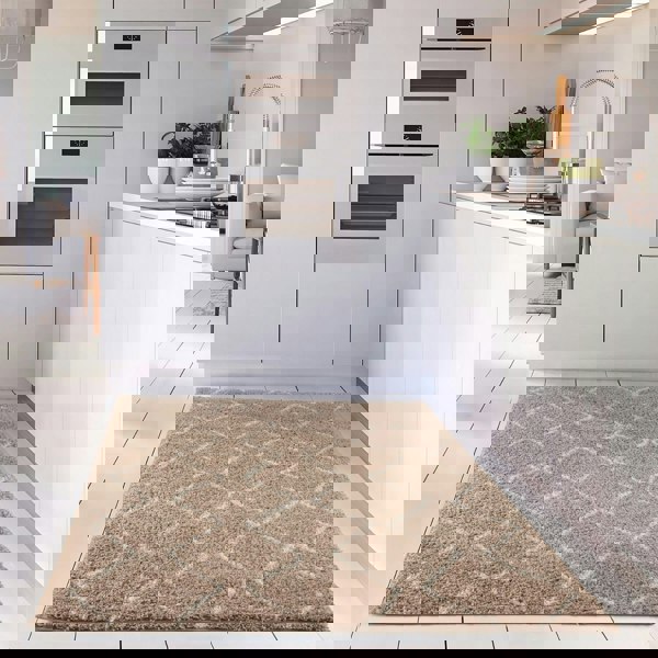 Shaggy rug Beige colour High Quality Elegant Moroccan Pattern