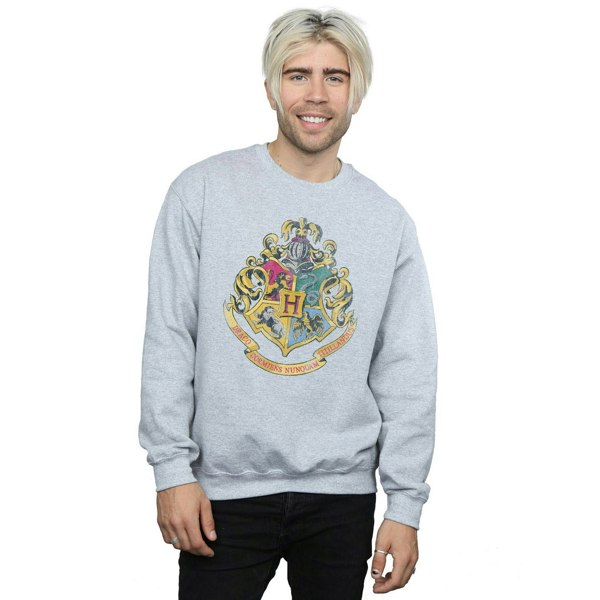 Harry Potter Mens Hogwarts Crest Cotton Sweatshirt - Sports Grey