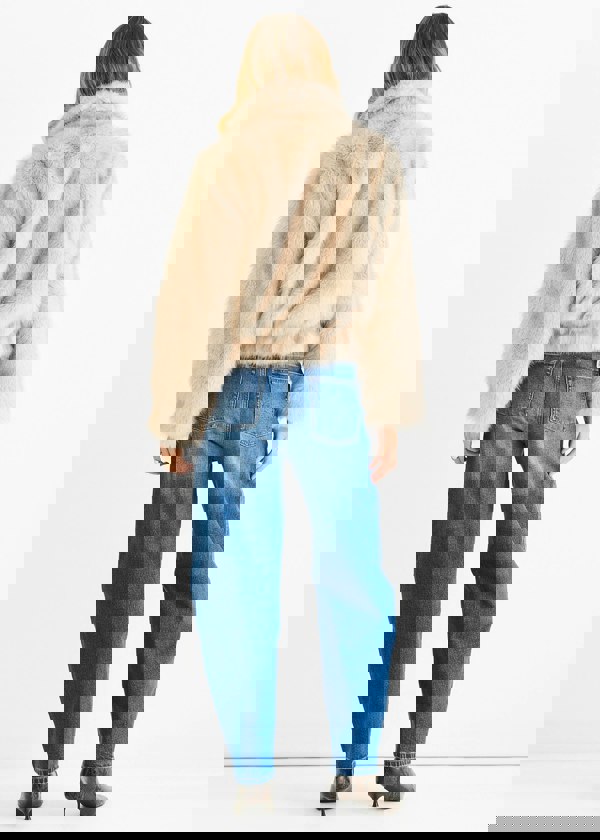 Gini London Beige Premium Ombre Faux Fur Jacket