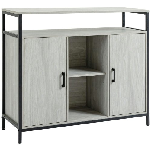Wyld Haus Vara Light Grey Sideboard with Steel Frame 2 Doors 4 Shelves