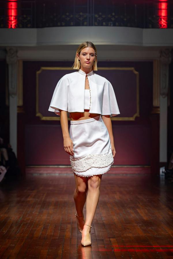 LuvForever Ophira - White Mini Skirt Cape Set