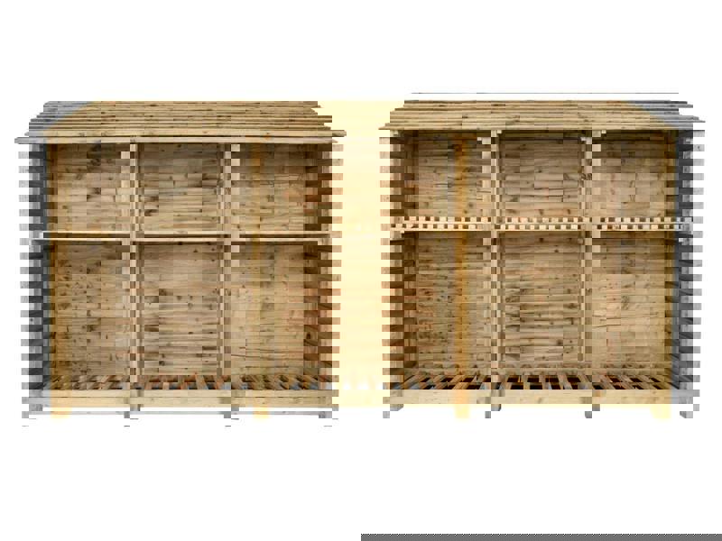 Arbor Garden Solutions Wooden Log Store with Shelf W-335cm, H-126cm or 180cm, D-88cm