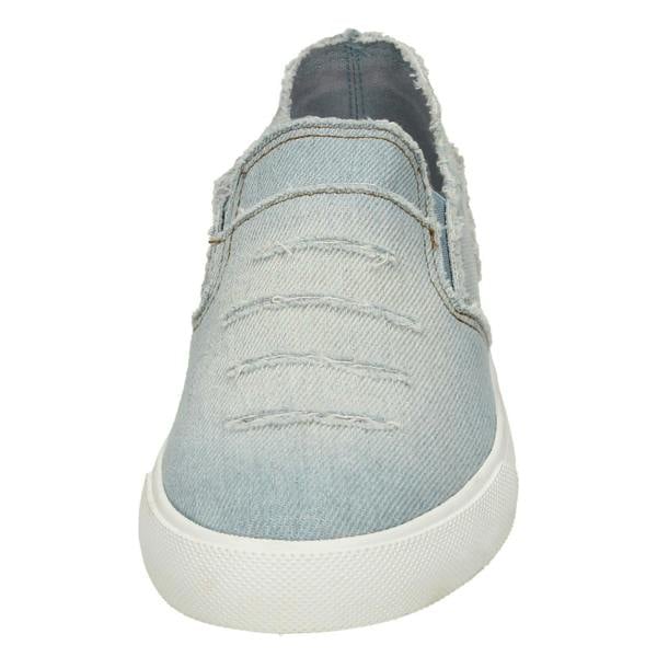 Spot On Ladies Spot On Distressed Denim Slip On Pumps