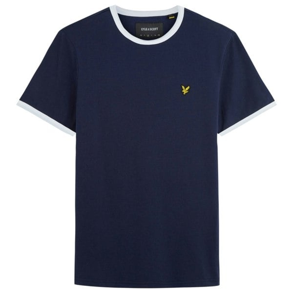 Lyle & Scott Branded Ringer T-Shirt - Navy