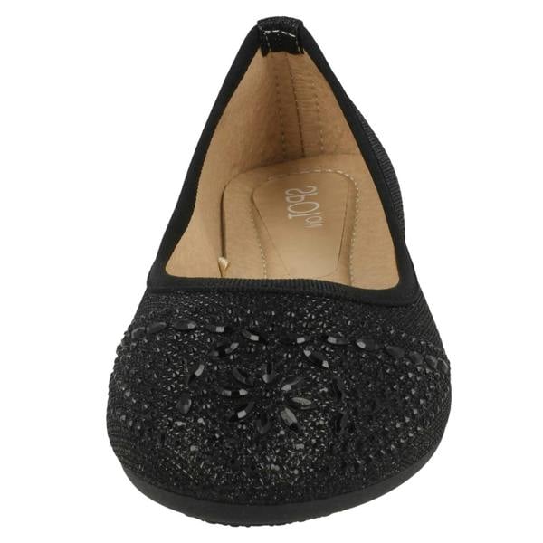 Spot On Ladies Spot On Jewel Trim Vamp Ballerinas