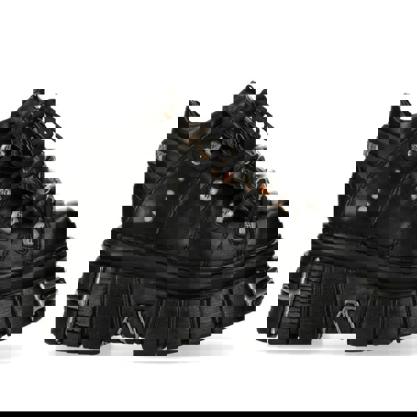 New Rock M-106N-C86 Black Flame Leather Ankle Platform Boots