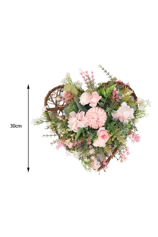 Living and Home Rustic Assorted Flowers Heart-shaped Wreath Wedding Decoration