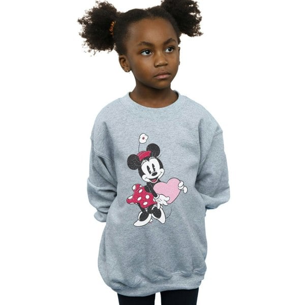 Disney Girls Minnie Mouse Love Heart Sweatshirt - Sports Grey