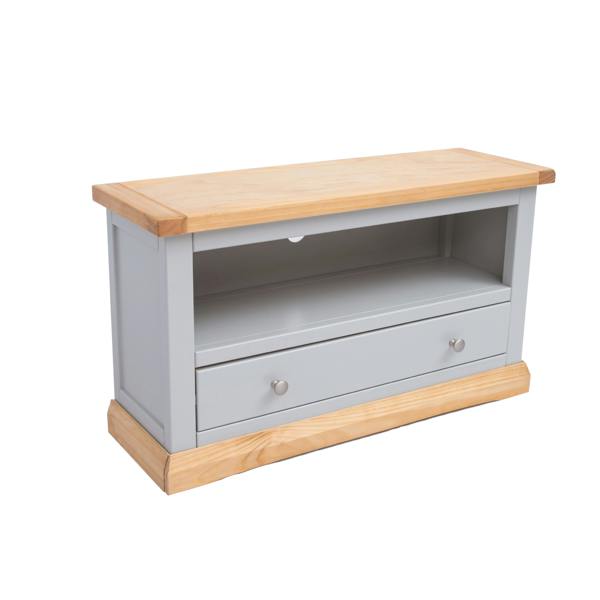 Cabinet Bits Bomporto Light Grey 1 Drawer TV Cabinet Chrome Knob