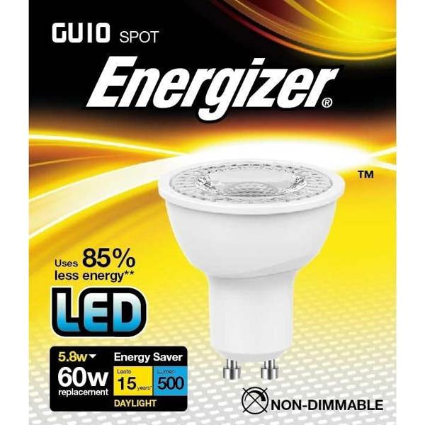 Energizer LED GU10 5.8w 560lm Light Bulb Cap Daylight - White - 