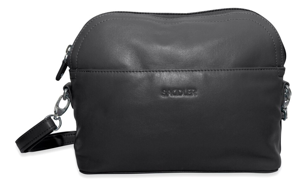 SADDLER BROOKLYN Leather Zip Top Handbag - Adjustable  Shoulder Strap, Multiple Pockets - RFID Protected - Black