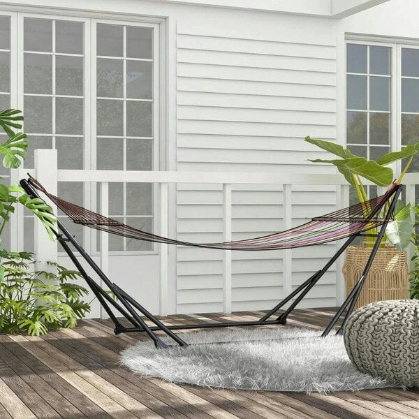 Bobobiy Foldable Hammock Stand, 2 in 1 Hammock Net Stand, Hammock Chair Stand with Carry Bag, Load Capacity 120kg, Black