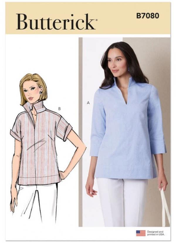 Butterick Sewing Pattern 7080, Tops for Women, A6 (4-6-8-10-12-14) - Intermediate