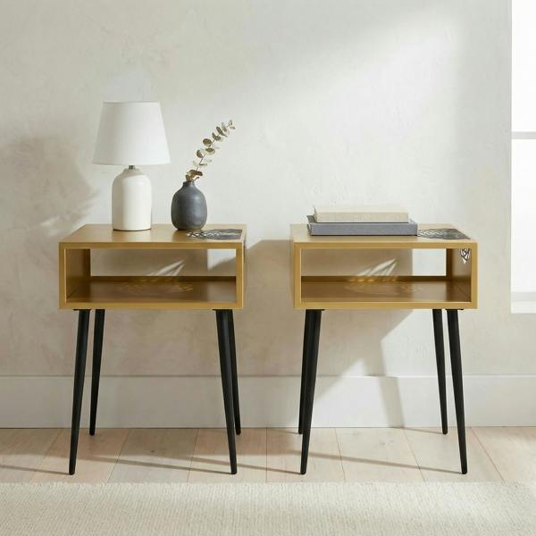 Core Products Set of 2 Galaxy Metal Bedside Tables with Undershelf