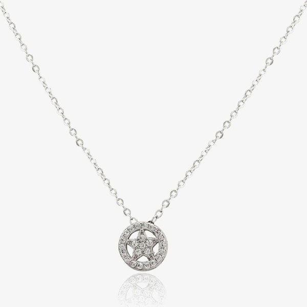 T. H. Baker Sterling Silver Cubic Zirconia Star In A Circle Pendant N611098