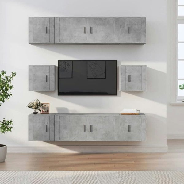 Berkfield 8 Piece TV Cabinet Set Concrete Grey Engineered Wood