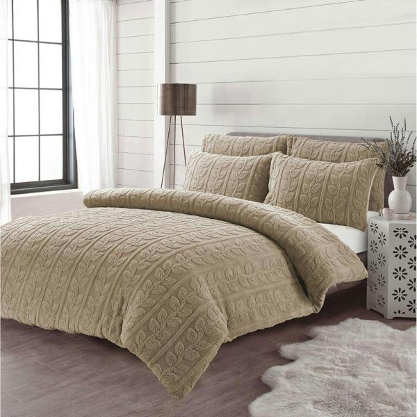 Leaves Teddy Beige Duvet Cover Set