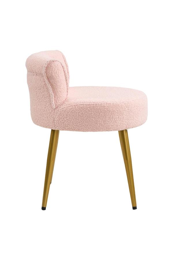 Living and Home Teddy Fleece Dressing Table Stool with Iron Legs