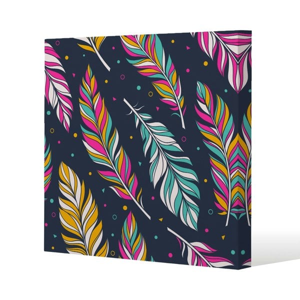 Benjamin Tate Design Retro color feathers (Canvas Print)