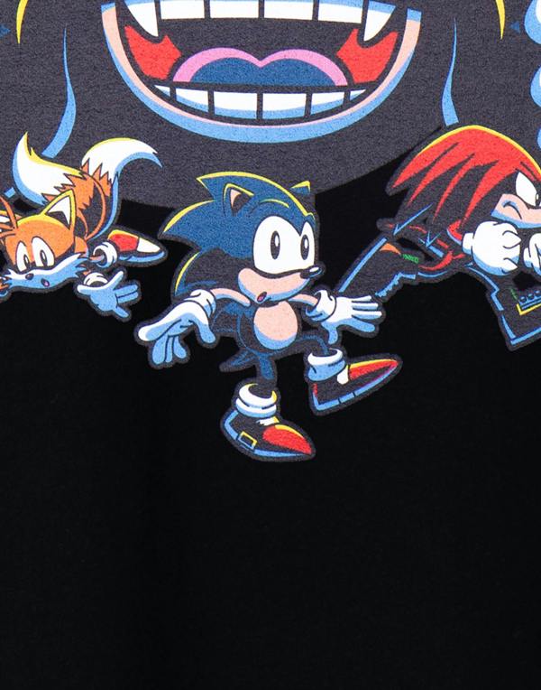 Sonic the Hedgehog Mens Black Halloween Eggman Short Sleeved T-Shirt