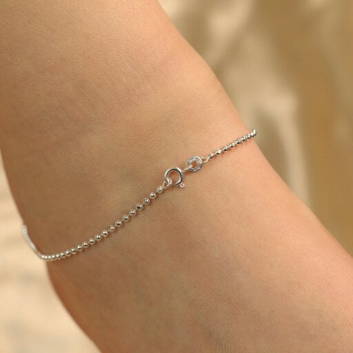The Colourful Aura 925 Silver Silver Ball Slim Thin Payal Anklet