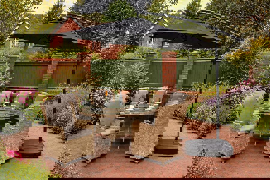 3m Cantilever Garden Parasol with Crank & Tilt – Grey or Mocha The Garden Furniture Shop