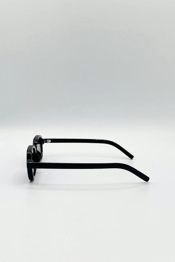 SVNX Retro Rounded Square Sunglasses In Black