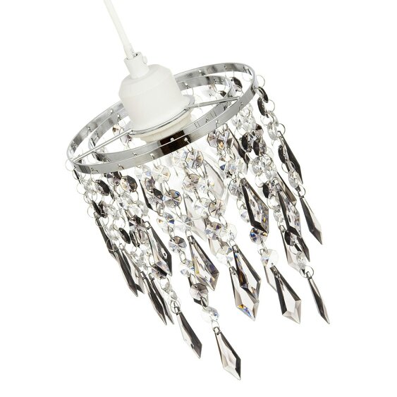 Happy Homewares Modern Waterfall Pendant Shade with Clear and Smoked Acrylic Drops