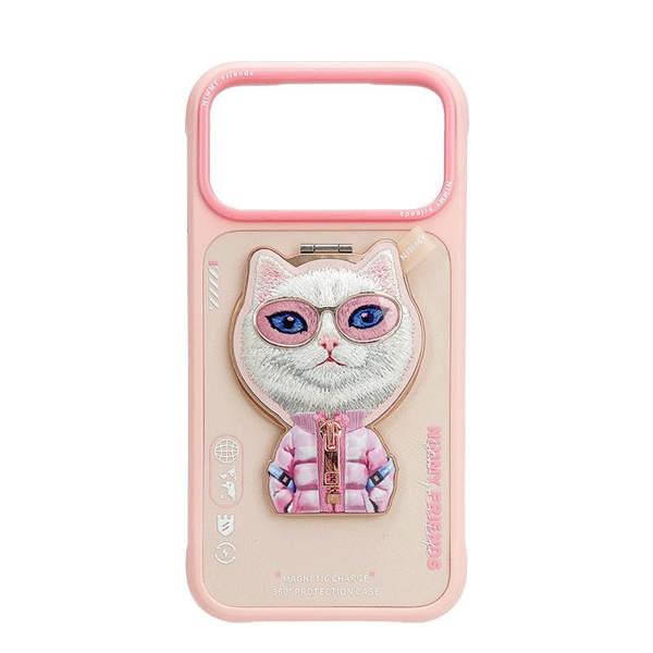 Nimmy Friends Nimmy Cool & Cute 2.0 White Rich & Beauty Cat Case with MagSafe Stand for iPhone 17 Pro 6.3" Pink - N-YJKM-CXZJZH-IP17-PRO-04