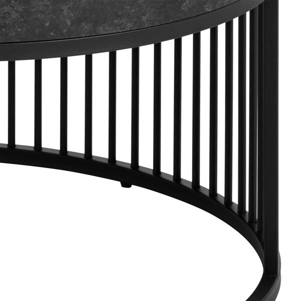 Wyld Haus Dublin Black Marble Effect Round Coffee Table with Black Steel Base