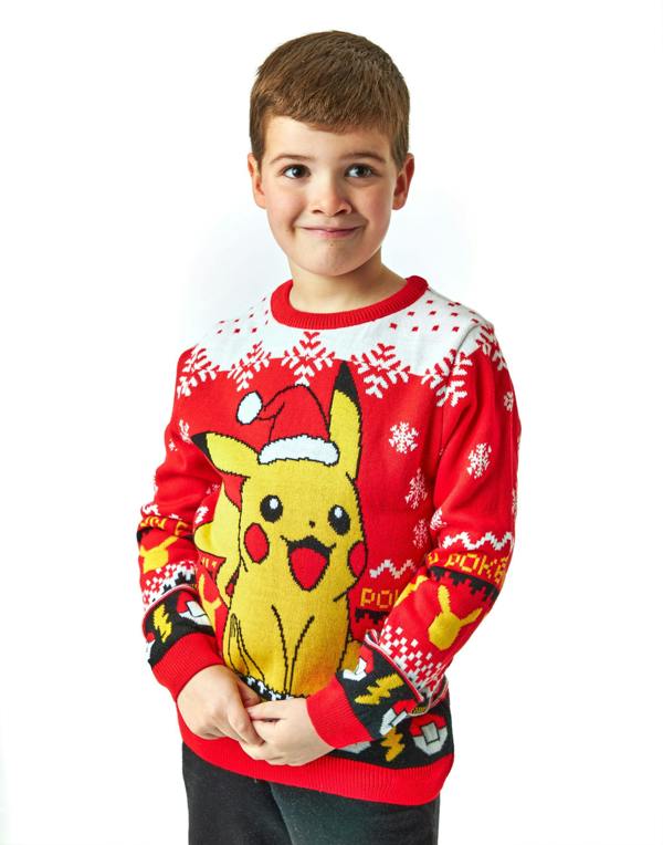Pokemon Boys Red Pikachu Christmas Jumper