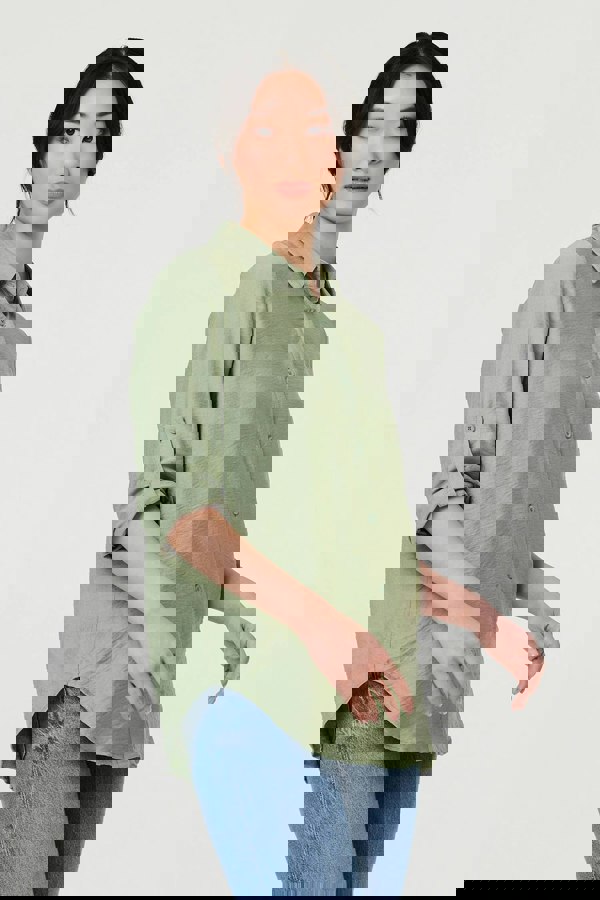 Sage | Long Sleeve Button-Front Shirt
